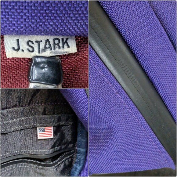 J. Stark Canvas Backpack Purple Brick Red Colorblock Laptop Bag 16" - Picture 8 of 11